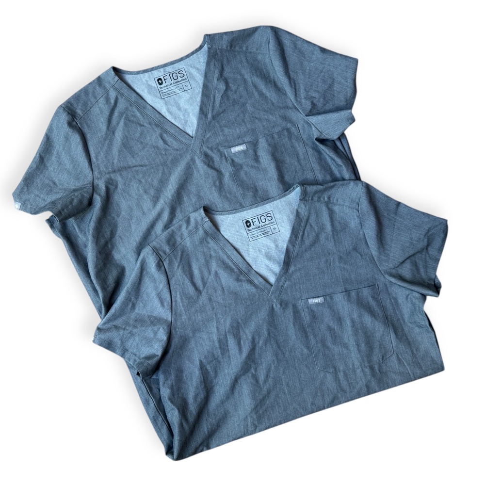 FIGS Technical Collection Women XL Catarina V-Neck Scrub Tops Set of 2